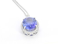 Witgouden hanger met diamanten en een tanzaniet - afbeelding 11 van  13