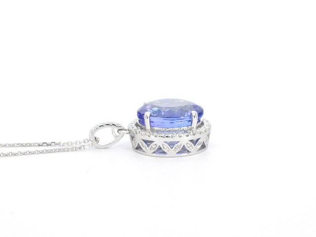 Witgouden hanger met diamanten en een tanzaniet - afbeelding 12 van  13
