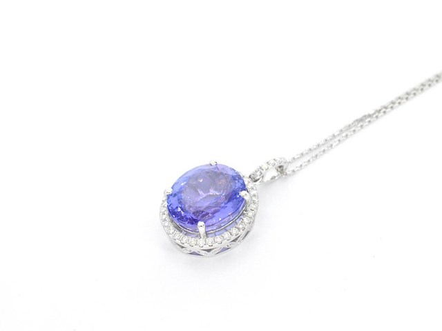 Witgouden hanger met diamanten en een tanzaniet - afbeelding 13 van  13