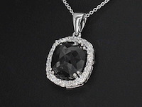 Witgouden hanger met diamanten en een zwarte diamant (enhanced) van 4.80 carat, excl. ketting - afbeelding 1 van  7