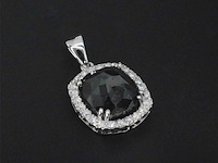 Witgouden hanger met diamanten en een zwarte diamant (enhanced) van 4.80 carat, excl. ketting - afbeelding 6 van  7