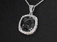 Witgouden hanger met diamanten en een zwarte diamant van 4.80 carat, excl. ketting - afbeelding 1 van  9