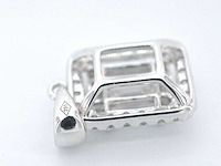 Witgouden hanger met diamanten en emerald shape diamant - afbeelding 8 van  8