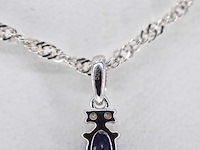Witgouden hanger met diamanten en saffier - afbeelding 6 van  6