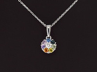 Witgouden hanger met diamanten en saffieren, excl. ketting - afbeelding 4 van  6