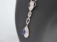 Witgouden hanger met diamanten en saffieren gezet, excl. ketting - afbeelding 3 van  4