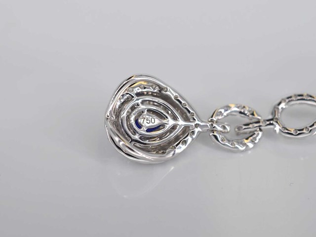 Witgouden hanger met diamanten en saffieren gezet, excl. ketting - afbeelding 4 van  4