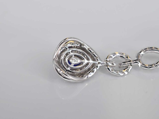Witgouden hanger met diamanten en saffieren gezet - afbeelding 5 van  5