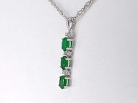Witgouden hanger met diamanten en smaragd - afbeelding 4 van  6
