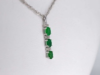 Witgouden hanger met diamanten en smaragd - afbeelding 5 van  6