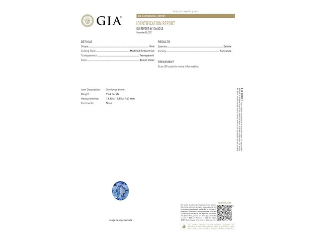 Witgouden hanger met diamanten en tanzaniet - afbeelding 4 van  12