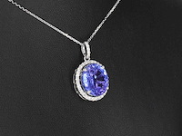 Witgouden hanger met diamanten en tanzaniet - afbeelding 9 van  12