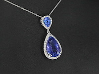 Witgouden hanger met diamanten en tanzanieten, excl. ketting - afbeelding 5 van  10
