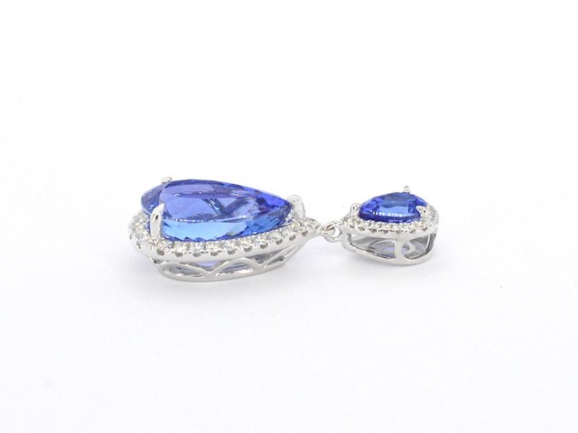 Witgouden hanger met diamanten en tanzanieten, excl. ketting - afbeelding 8 van  10