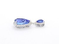 Witgouden hanger met diamanten en tanzanieten, excl. ketting - afbeelding 8 van  10