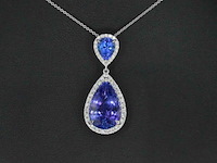 Witgouden hanger met diamanten en tanzanieten, excl. ketting