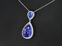 Witgouden hanger met diamanten en tanzanieten, excl. ketting - afbeelding 3 van  9