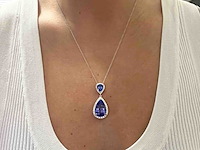 Witgouden hanger met diamanten en tanzanieten, excl. ketting - afbeelding 2 van  8