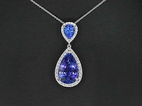 Witgouden hanger met diamanten en tanzanieten - afbeelding 1 van  9