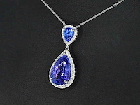 Witgouden hanger met diamanten en tanzanieten - afbeelding 7 van  9