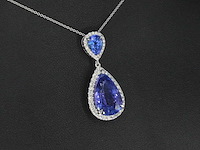 Witgouden hanger met diamanten en tanzanieten - afbeelding 3 van  9