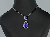 Witgouden hanger met diamanten en tanzanieten - afbeelding 8 van  9