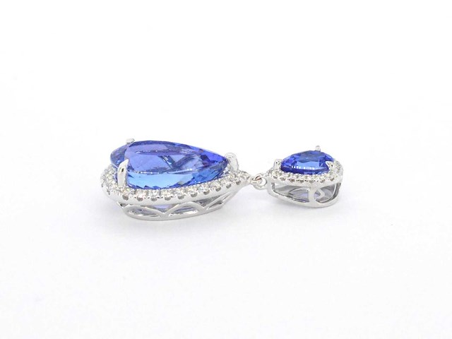 Witgouden hanger met diamanten en tanzanieten - afbeelding 9 van  9