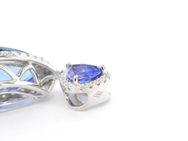 Witgouden hanger met diamanten en tanzanieten - afbeelding 5 van  9