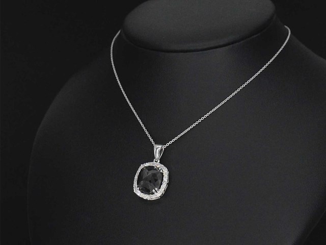 Witgouden hanger met diamanten en zwarte diamant 4.80 carat - afbeelding 4 van  8