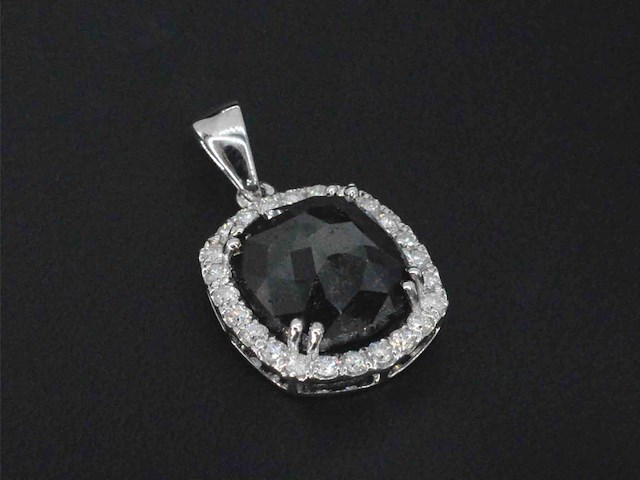 Witgouden hanger met diamanten en zwarte diamant 4.80 carat - afbeelding 7 van  8