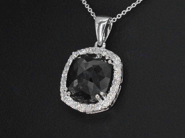 Witgouden hanger met diamanten en zwarte diamant 4.80 carat - afbeelding 1 van  7