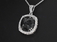 Witgouden hanger met diamanten en zwarte diamant 4.80 carat - afbeelding 1 van  7