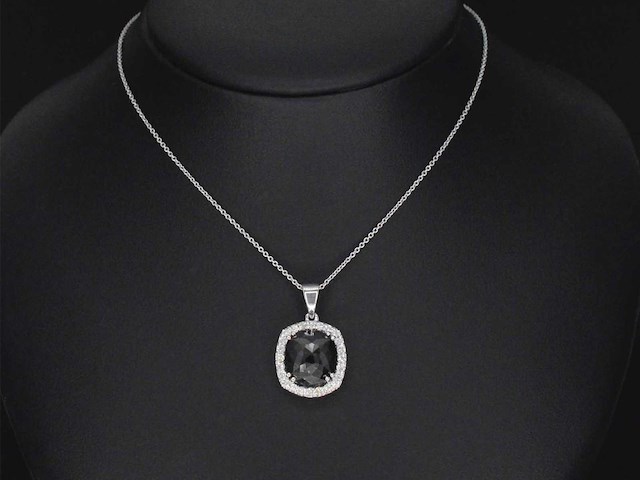 Witgouden hanger met diamanten en zwarte diamant 4.80 carat - afbeelding 2 van  7
