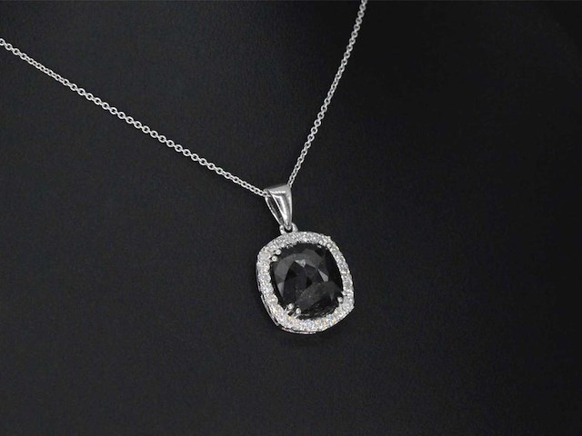 Witgouden hanger met diamanten en zwarte diamant 4.80 carat - afbeelding 5 van  7