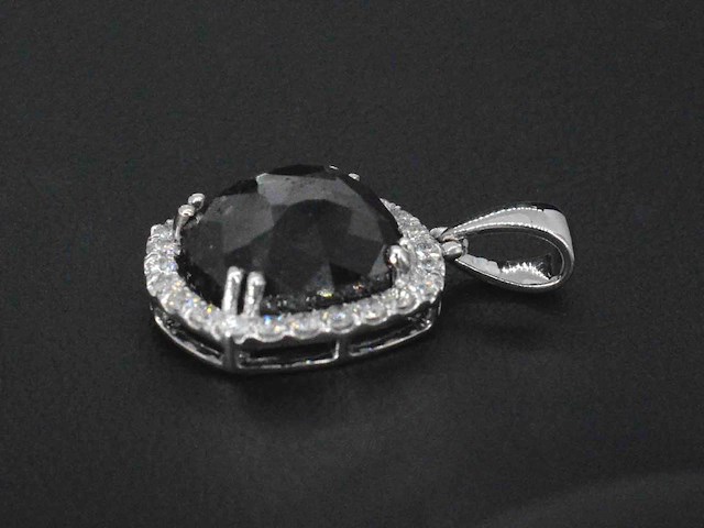 Witgouden hanger met diamanten en zwarte diamant 4.80 carat - afbeelding 6 van  7