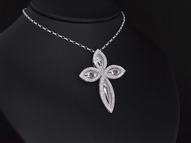 Witgouden hanger met diamanten, excl. ketting - afbeelding 1 van  5