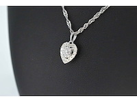 Witgouden hanger met diamanten in hartvorm, excl. ketting - afbeelding 3 van  7