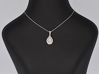 Witgouden hanger met diamanten pear shape, excl. ketting