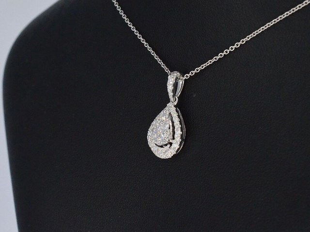 Witgouden hanger met diamanten pear shape, excl. ketting - afbeelding 3 van  9