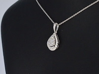 Witgouden hanger met diamanten pear shape, excl. ketting - afbeelding 3 van  9