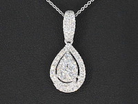 Witgouden hanger met diamanten pear shape, excl. ketting