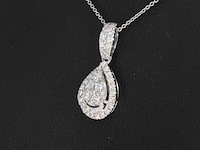 Witgouden hanger met diamanten pear shape, excl. ketting - afbeelding 3 van  8