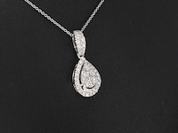 Witgouden hanger met diamanten pear shape, excl. ketting - afbeelding 4 van  8