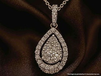 Witgouden hanger met diamanten pear shape, excl. ketting - afbeelding 1 van  10