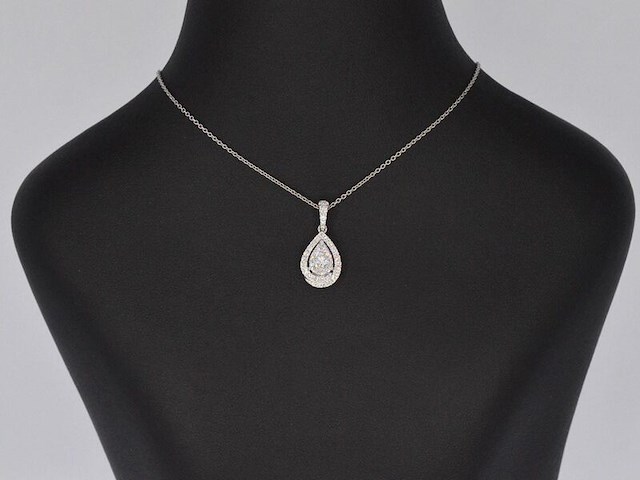 Witgouden hanger met diamanten pear shape, excl. ketting - afbeelding 3 van  10