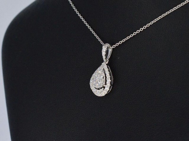 Witgouden hanger met diamanten pear shape, excl. ketting - afbeelding 5 van  10
