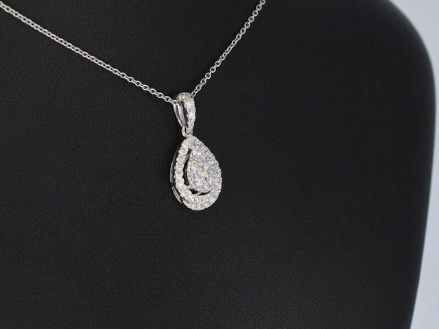 Witgouden hanger met diamanten pear shape, excl. ketting - afbeelding 6 van  10