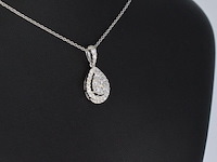 Witgouden hanger met diamanten pear shape, excl. ketting - afbeelding 6 van  10