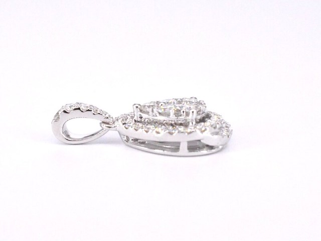 Witgouden hanger met diamanten pear shape, excl. ketting - afbeelding 7 van  10