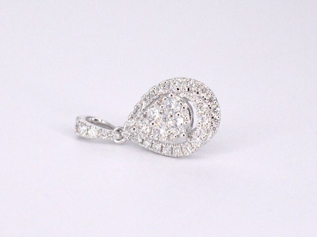Witgouden hanger met diamanten pear shape, excl. ketting - afbeelding 8 van  10